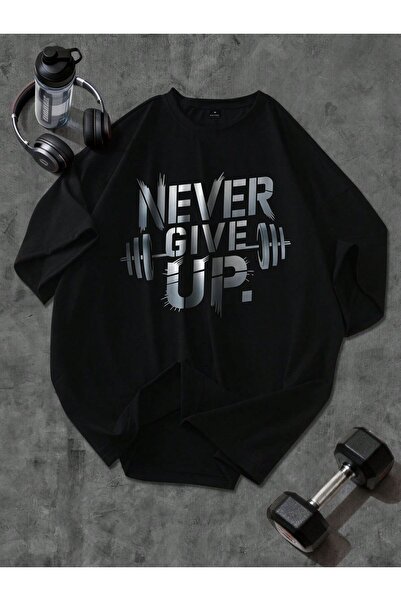 LELVANİ Ανδρικό μπλουζάκι με στάμπα  "NEVER GIVE UP "