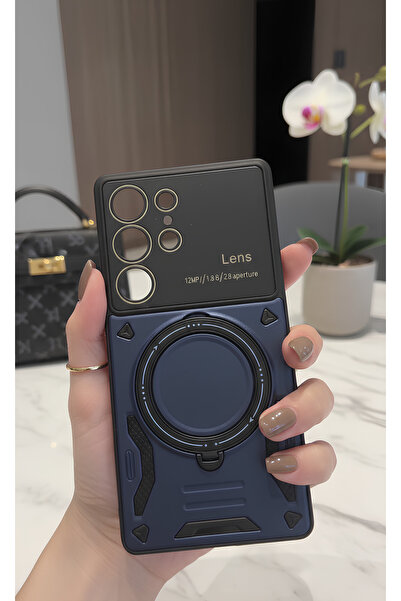 TechTrove Galaxy S25 Ultra İçin Uyumlu 3D Kamera Lens Korumalı Yüzüklü Stand ...