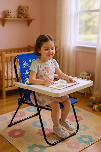 Exent 2-6 Yaş RACE CAR LÜX Çocuk Piknik Sandalyesi-Mini Kamp Sandalyesi-MAVİ