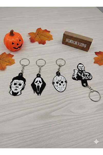 California ST مجموعة من 4 سلاسل مفاتيح بتصميم شخصيات أفلام الرعب - غوستفيس، ج...