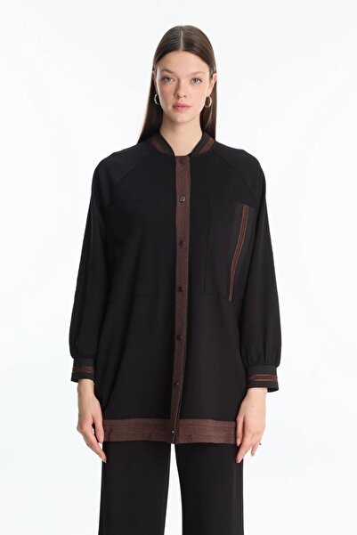 Zühre Black/Brown Jacket with Stripe Detail C-0166