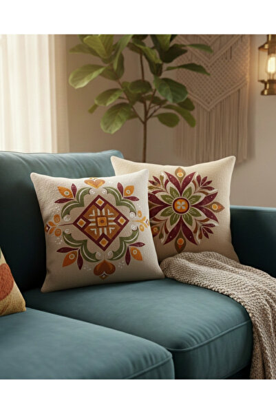 Harika bir ev HARİKABİREV|KIRLENT KILIFI YASTIK KILIFI 2Lİ (BEJ MANDALA)|KRLN...