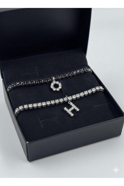 Ümaks Silvers Lettered Waterway Lover Bracelet Zircon Stone Bracelet Unisex 1...