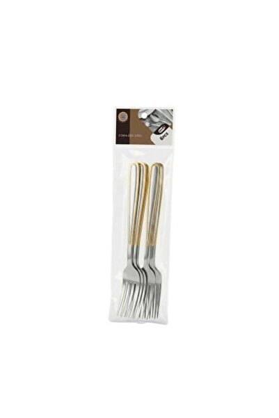 Generic Small Fork Set with Golden Line Stainless Steel – 6 Pieces
