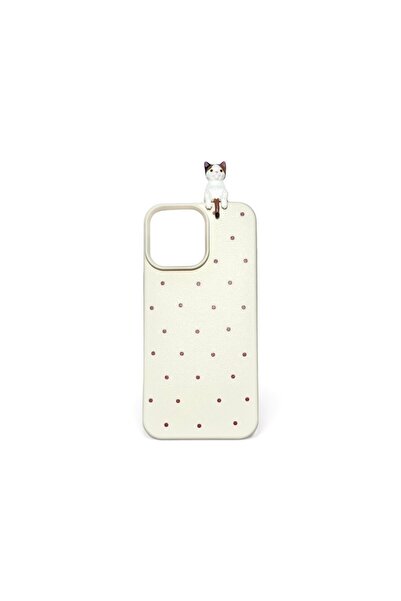 Mopal iPhone 15 Uyumlu 3d Oyuncaklı Puantiye Kedi Tasarımlı Esnek Silikon Kılıfı