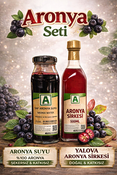 Aktarzane % 100 Doğal Aronya Suyu 250ML ve Aronya Sirkesi 500ML 2'li Set