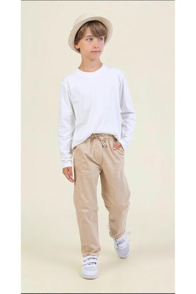 Dmb Boy's Lace-Up Comfortable Cut Pants – Beige-56900