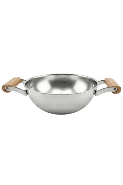 Generic Stainless Steel Frying Pan with Wooden Handle