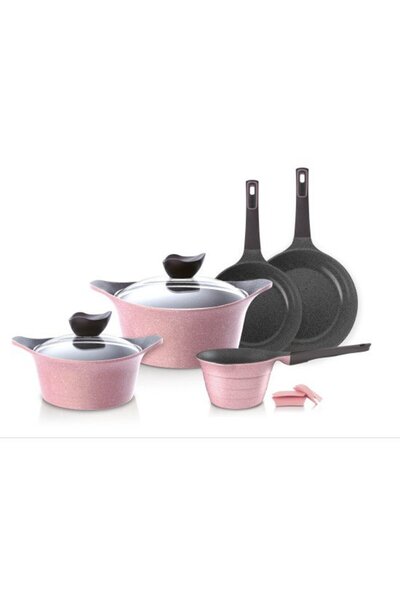 NEOFLAM Tilly Ceramic Cookware Set, 7 Pieces. Pink. / 116174