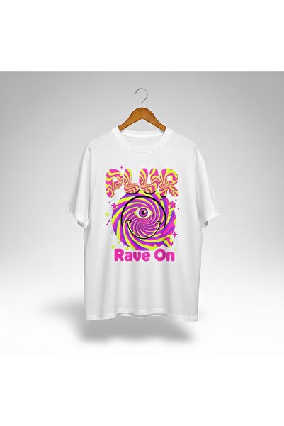 YRN COLLECTION Unisex Plur Rave on Printed Premium Combed Cotton Oversize T-S...