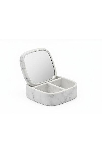 Generic Luxury marble jewelry organizer with mirror - elegant divided storage...