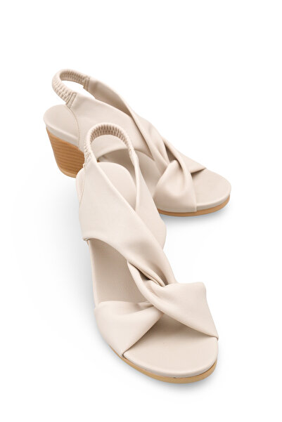 Solo Bag Women's Beige Wedge Sole Cross Strap Detailed Daily Comfortable Styl...