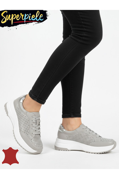 ANGEL BLUE Women's casual perforated shoes made of Genuine Leather with thick...