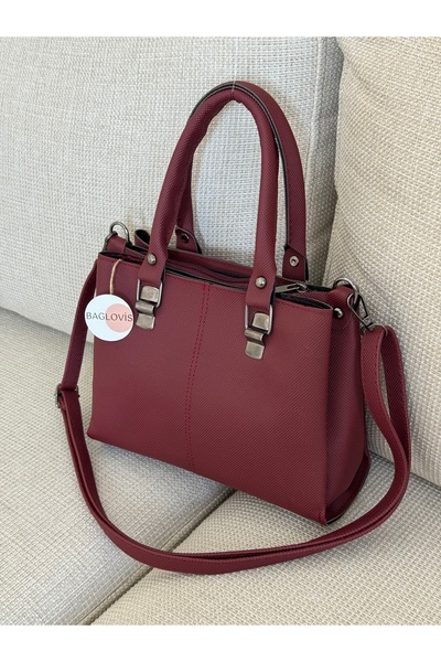 BAGLOVİS Esnmost Lakos Leather Three-Compartment Adjustable Length Strap Wome...