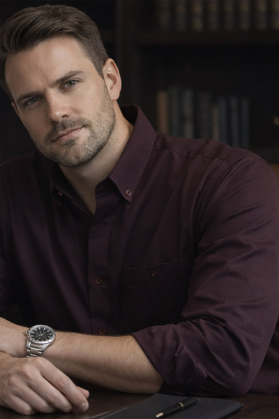 Varetta Men's Plum Large Size Shirt Long Sleeve Single Pocket Wide Cut