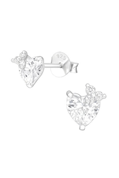 BIJUTERIA NEAGRA 925 Sterling Silver Heart Earrings with Crystals