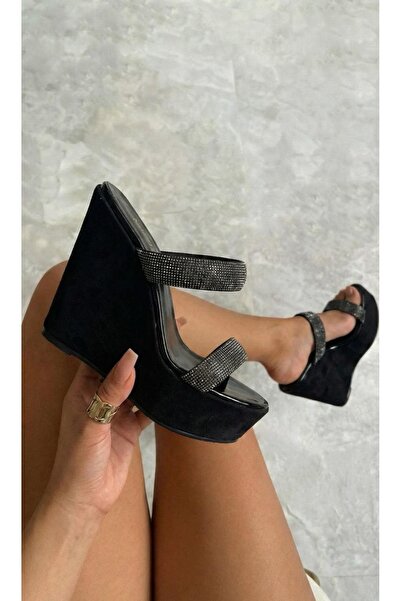 Modanizm Mera Gray Wedge Heeled Slippers