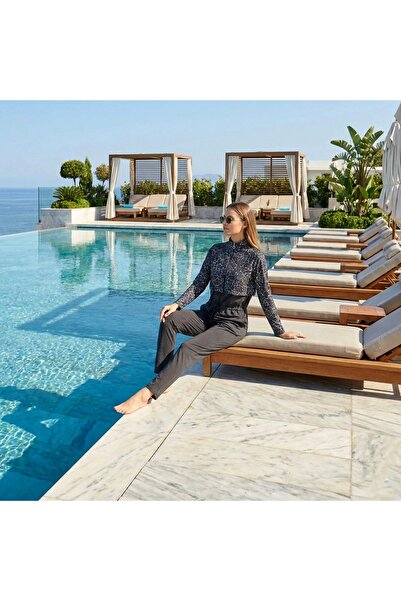 LAGRANZE Noir Prisma Full-Cover Patterned Jumpsuit – Modern Hijab Swimsuit