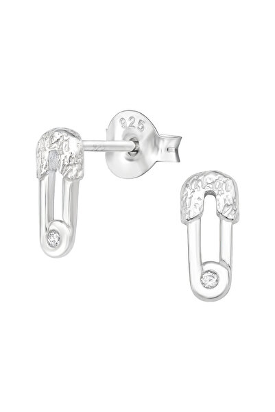 BIJUTERIA NEAGRA 925 Silver Safety Pin Earrings