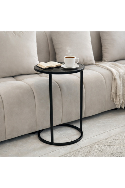 terndat طاولة تقديم زجاج اسود