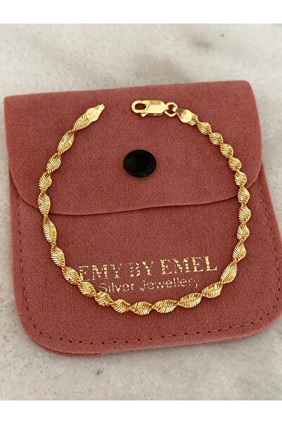 emy by emel luxury silver jewelry Altın Kaplama İtalyan Burgu Zincir Bileklik...