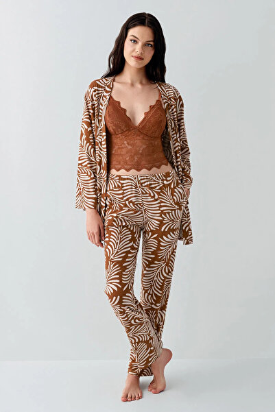 Arnetta Women's 3-Piece Dressing Gown Set, 50% Cotton 50% Modal, Thin Straps,...