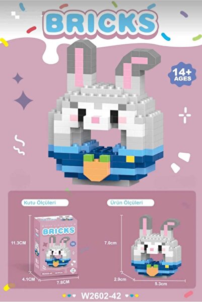 BTİCARET Bricks Donut Tavşan Mini Yapı Blok Seti – Sevimli Karakter Oyuncak