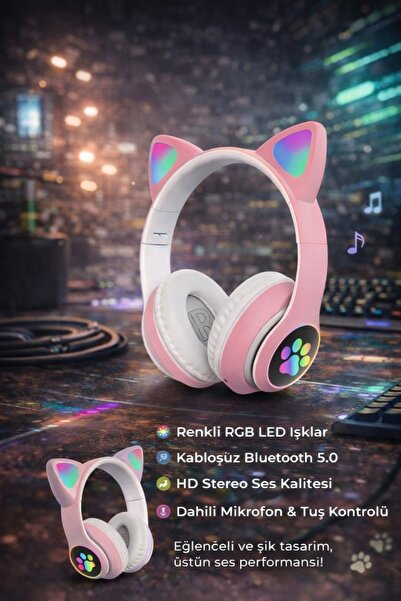ALMANARA PROJECT 🎧 STN-28 RGB Kedi Kulak Bluetooth Kulaklık 🐱✨