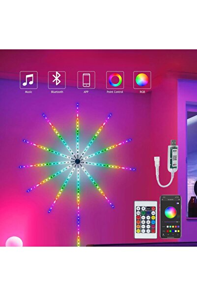 WiderMarkt RGB Fireworks LED Duvar Işığı | APP & Kumanda Kontrollü | Müzik Se...