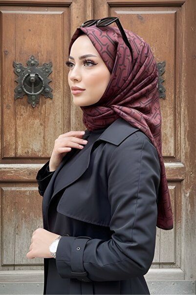 İmajButik وشاح قطني رقمي ناعم باللون الفوشيا/الأسود