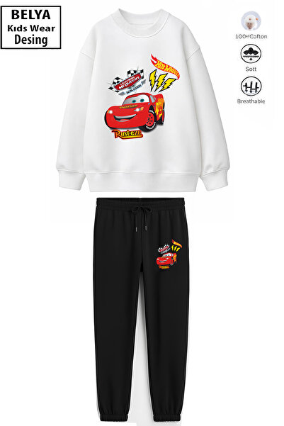 Belya Kids Wear Boy's Cotton Fabric Lightning Mcqueen Design Top and Bottom S...