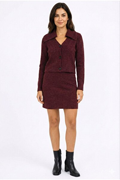 DALİAYILDIZ Women's Knitwear Set Buttoned Cardigan Skirt Bottom Top Knitwear Set