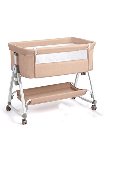 Genaric Adjustable side crib with storage basket and detachable mosquito net