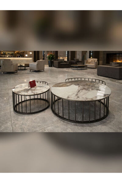 Unbraded ROUND SHAPE CENTER COFFEE TABLE SET OF 2 PCS