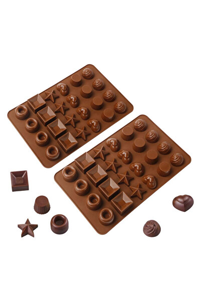Eminonutoptanci قالب شوكولاتة من السيليكون بتصميم نجمة مربعة وقلب متعدد الأشك...