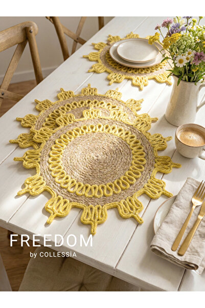 CollessiaHome COLECȚIA FREEDOM Set de masă american din iută, lucrat manual, ...