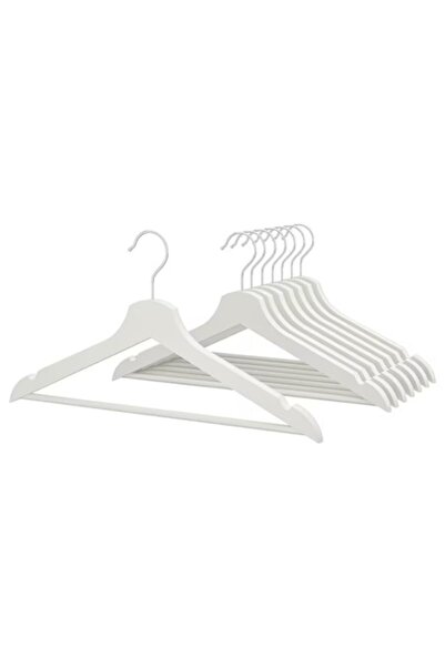 OEM Set of 8 White Wooden Hangers
