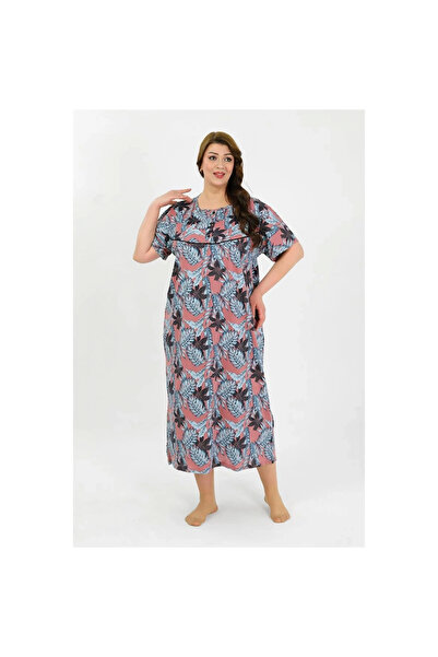 Narnuga Mi̇ray- Women's Plus Size Short Sleeve Salmon Mother's Nightgown