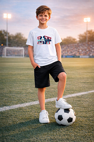 genosha Futbol Soccer Themed Printed T-Shirt T-Shirt Shorts Set 2 in 1