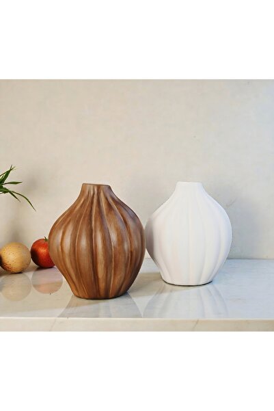 Molino Minimalist Double Ceramic Vase, Handmade, Textured