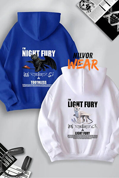 Nilvor Lover & Friend Couple Combination Light & Night Fury Dragon Printed Ho...