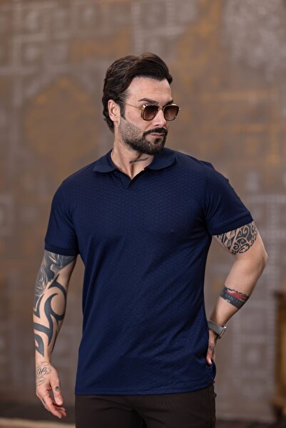 VALERİO MEN Knitwear Collar Diamond Pattern Tshirt
