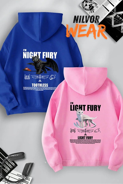 Nilvor Lover & Friend Couple Combination Light & Night Fury Dragon Printed Ho...