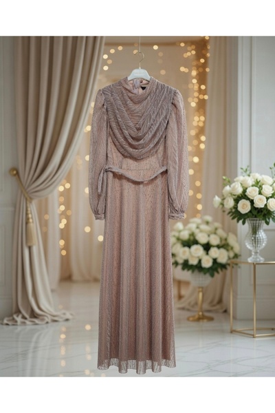 Butik Simli pullu uzun abiye