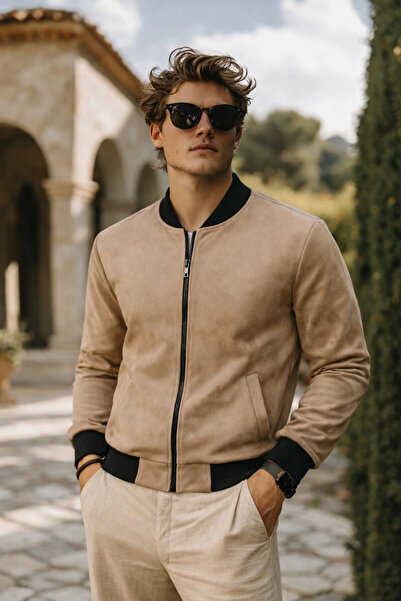 comstar Men's Premium Comfort Basic Nubuck Suede Brown Jacket