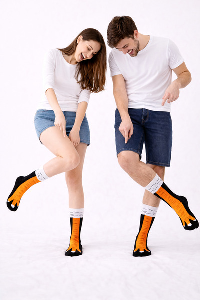 çorapdunyam 1 Pair of Unisex Chicken Leg Patterned College Socks