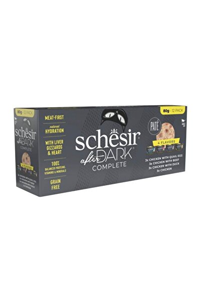 Schesir Shear After Dark Pate Wet Cat Food Variety Pack, 12 Packs * 80g
