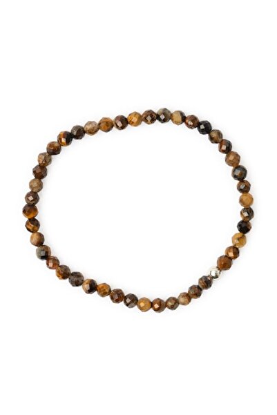 ATTRACTION Zen - Stone Bracelet 4mm Faceted, 925 Silver Pearl - Tiger Eye