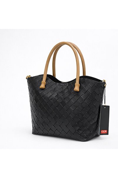 NUR KARACA 17844 Geantă de mână și de umăr pentru femei, cu model tricotat CC...