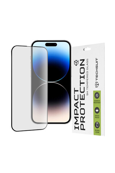 Techsuit Folie de sticlă completă 111D cu adeziv complet pentru iPhone 14 Pro...